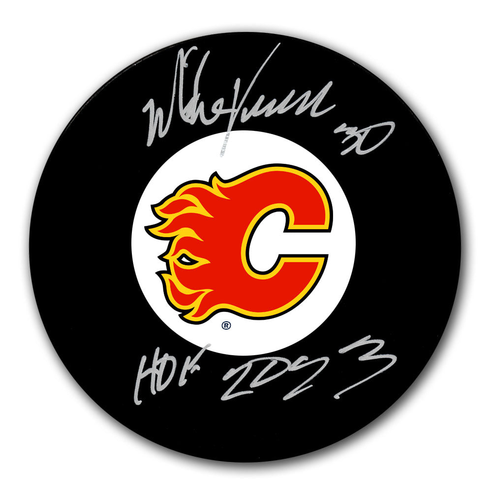 Mike Vernon Calgary Flames HOF Autographed Puck