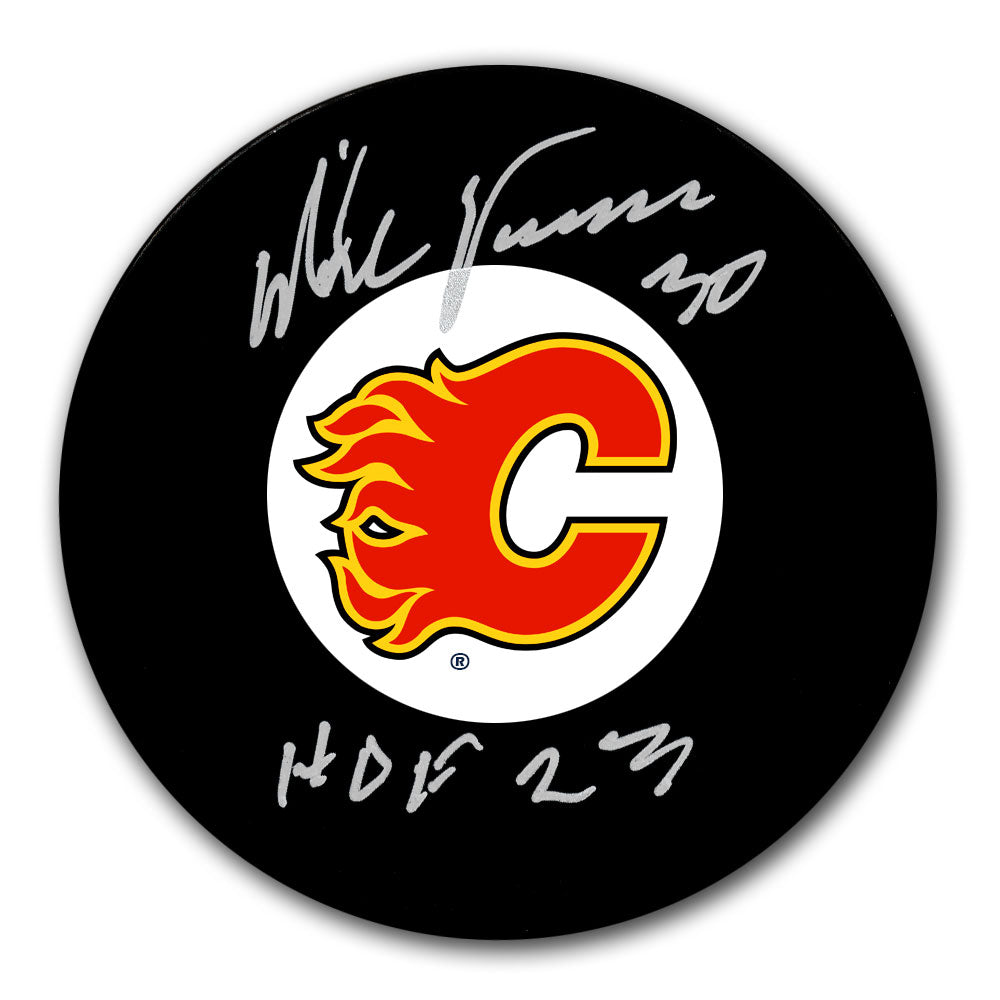 Mike Vernon Calgary Flames HOF Autographed Puck - Sport Authentix Inc