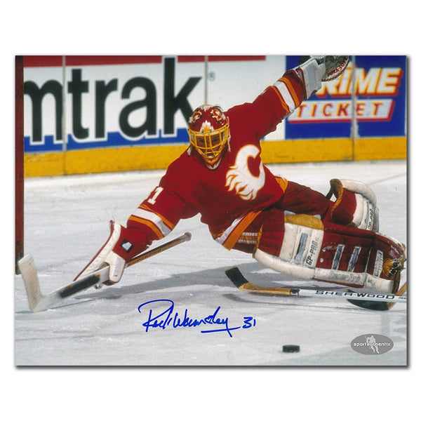 Rick Wamsley autographed Calgary Flames 8x10 photo diving save