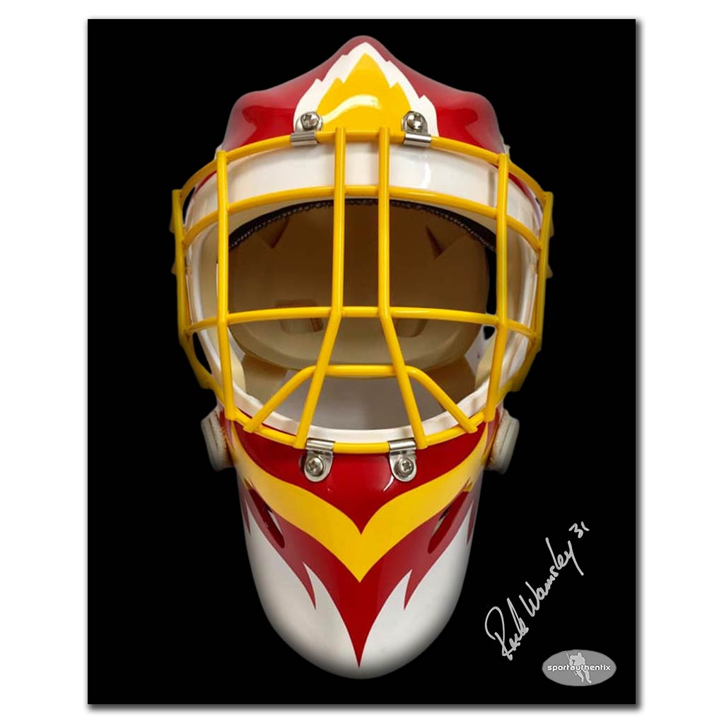 Rick Wamsley Autographed Calgary Flames 8x10 Photo - Mask