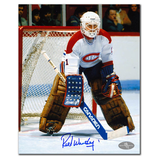 Rick Wamsley autographed Montreal Canadiens 8x10 photo white jersey goalie stance