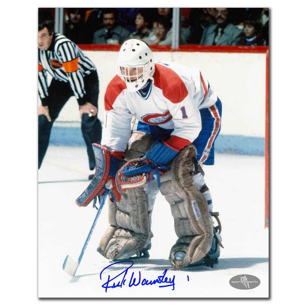 Rick Wamsley autographed Montreal Canadiens 8x10 photo white jersey game action