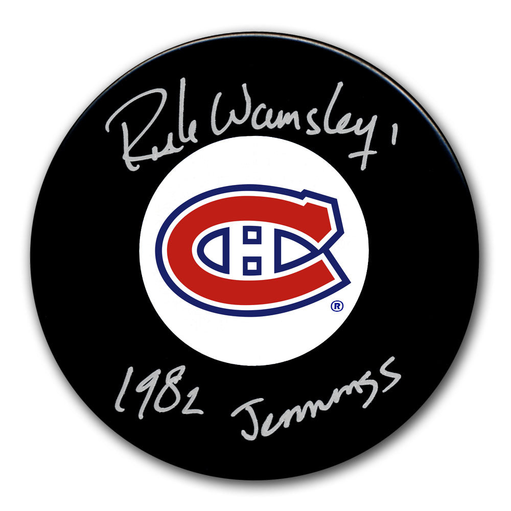 Rick Wamsley autographed Montreal Canadiens hockey puck with 1982 Jennings inscription