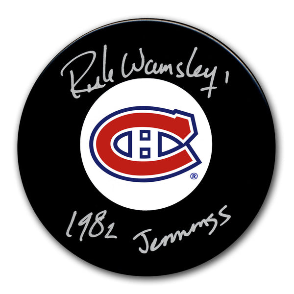 Rick Wamsley autographed Montreal Canadiens hockey puck with 1982 Jennings inscription