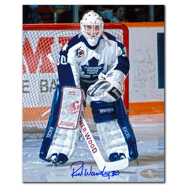 Rick Wamsley autographed Toronto Maple Leafs 8x10 photo white jersey goalie stance