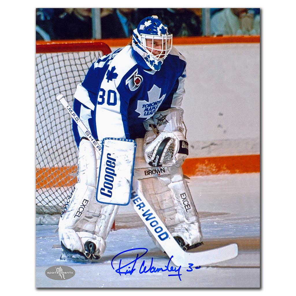 Rick Wamsley autographed Toronto Maple Leafs 8x10 photo blue jersey goalie stance