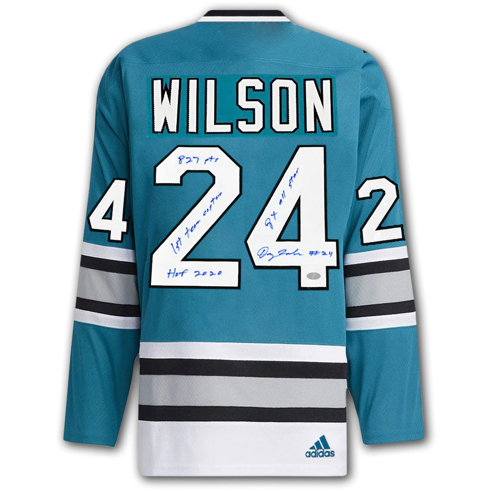Maillot autographié par Doug Wilson des Sharks de San Jose STATS Adidas
