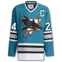 Maillot autographié par Doug Wilson des Sharks de San Jose STATS Adidas