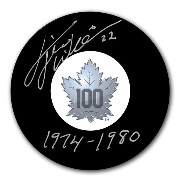 Tiger Williams autographed Toronto Maple Leafs 100th Anniversary hockey puck