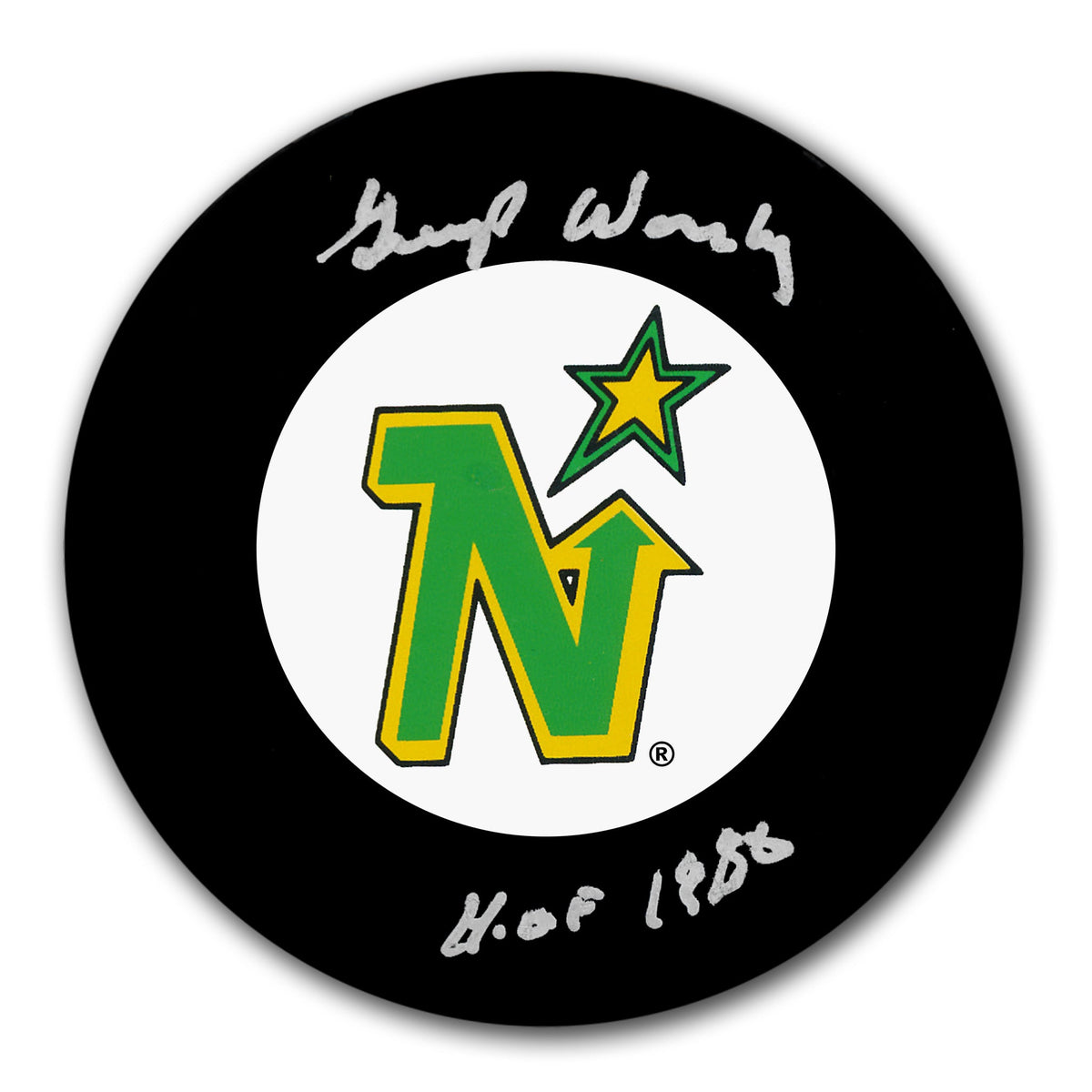 Gump Worsley Minnesota North Stars HOF Autographed Puck - Sport Authentix Inc