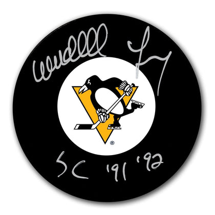 Officially signed Wendell Young Pittsburgh Penguins puck from his SC years, with Certificate of Authenticity, premium memorabilia.