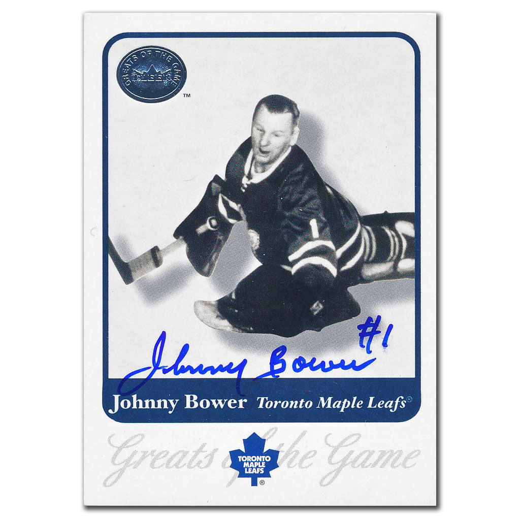 2001-02 Fleer Greats of the Game Johnny Bower Carte dédicacée #14