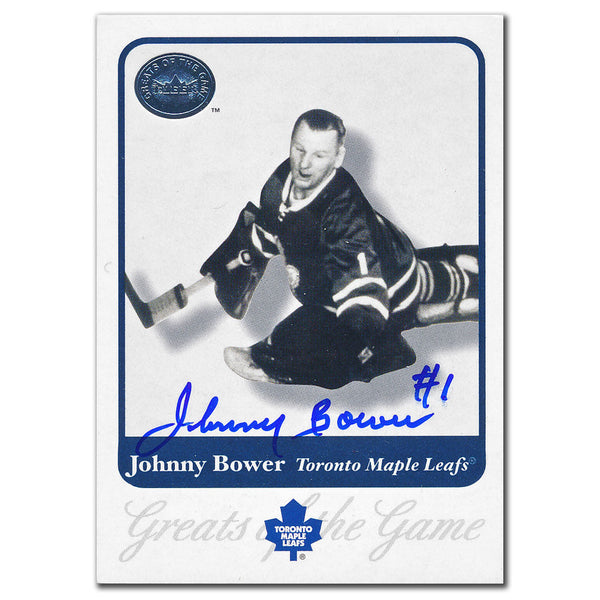 2001-02 Fleer Greats of the Game Johnny Bower Autographed Card #14