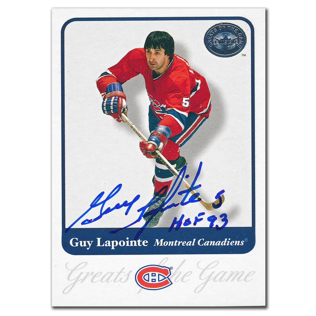 2001-02 Fleer Greats of the Game Carte autographiée Guy Lapointe #20
